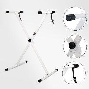 Keyboard Stand Single X Style Adjustable Lift Piano Riser For 49To88 Keys White